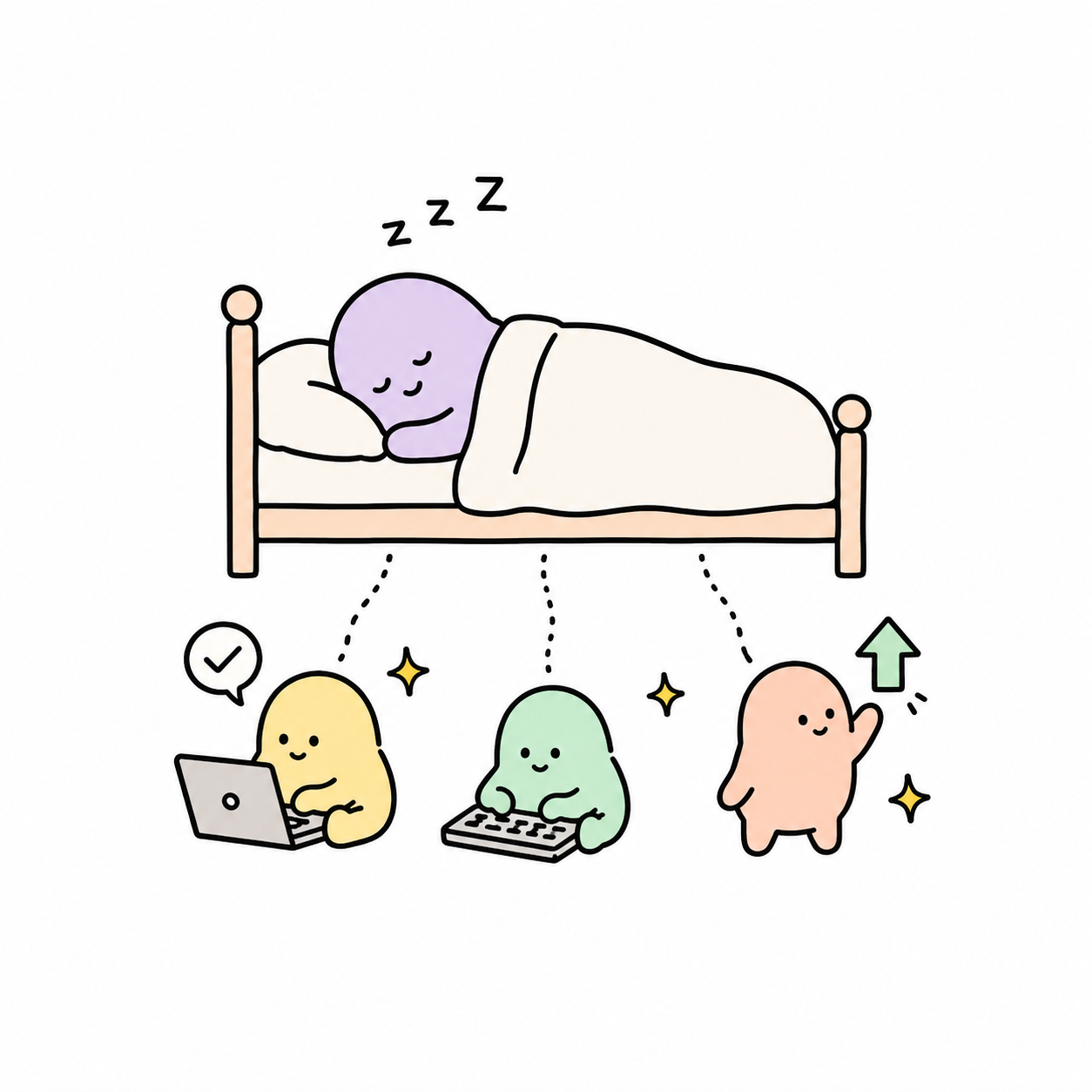 Developer sleeping while agents work